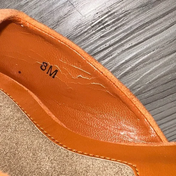 Vaneli Orange Suede Kitten Heel Open Back Mules Size 8 New Without Box - Picture 6 of 6